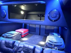 Sprinter rear luggage area with two suitcases